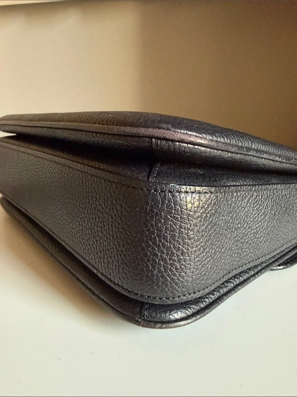 Coach Cassie Black Pebbled Leather Crossbody with Gold Turnlock
